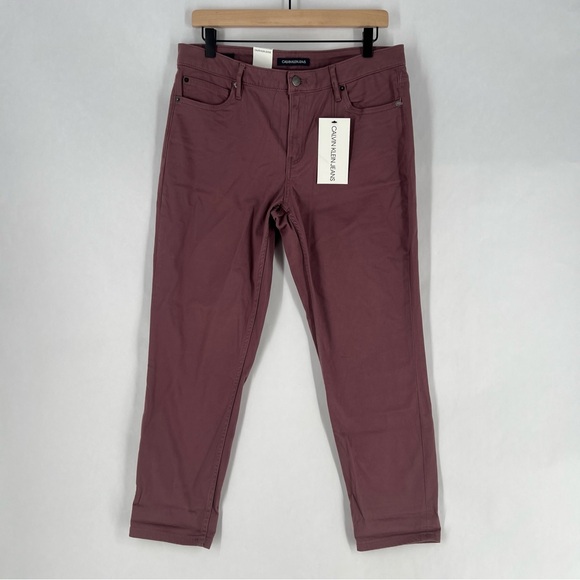 Calvin Klein Rose Rock Ankle Skinny Jean Stretch Mauve Purple NWT Size 12 - Picture 1 of 13